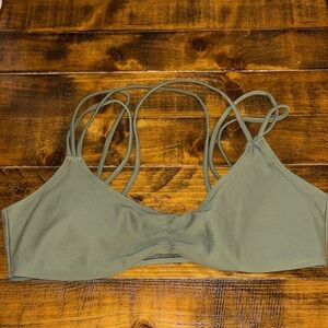 Aerie Size L Olive Green‎ Strappy Scoop neck bikini top